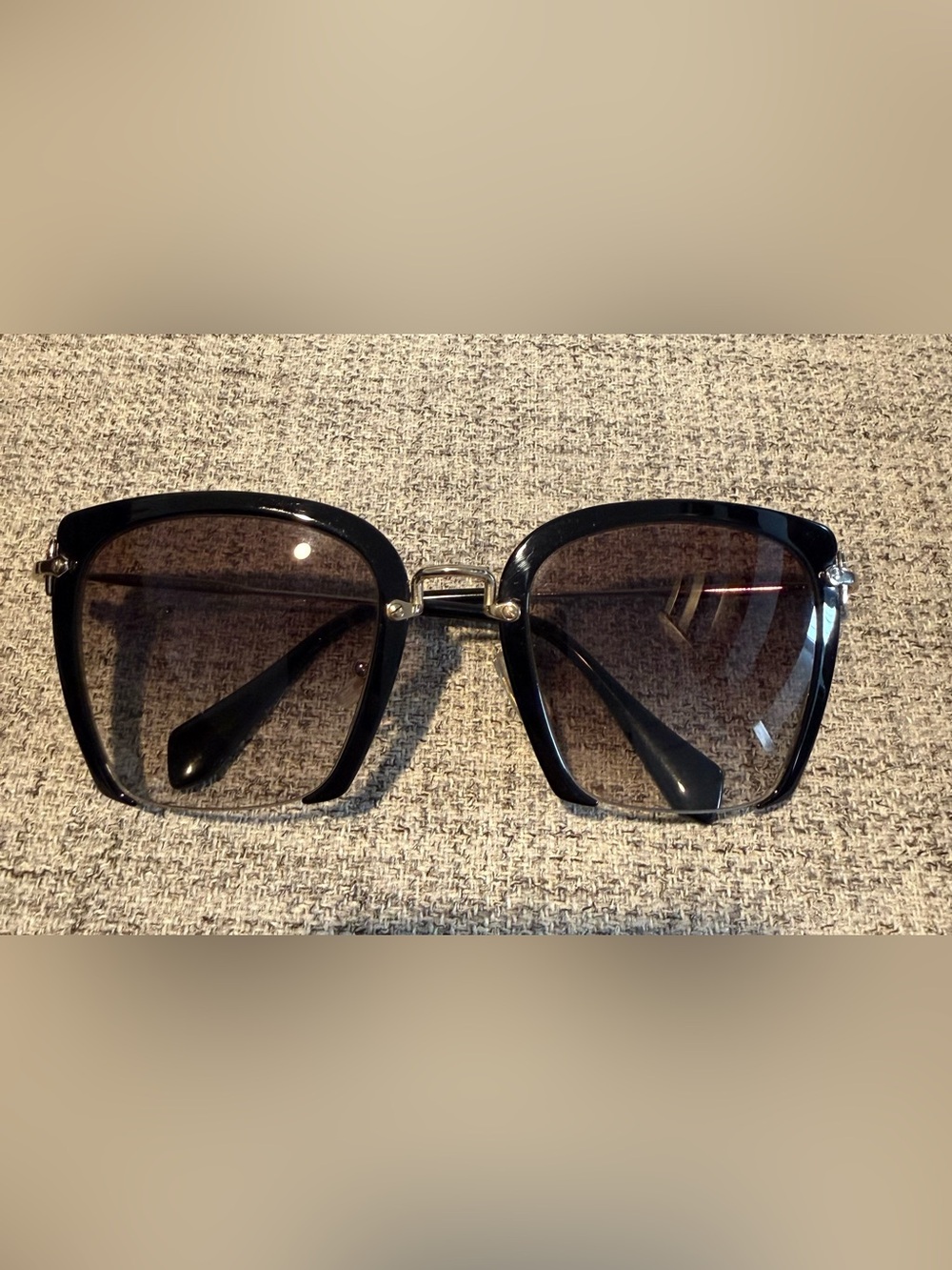 Miu Miu Black Sunglasses with Gold Bridge